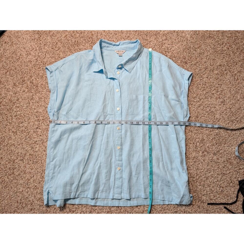 Orvis women’s Linen Blend blouse/shirt, XL; Lightweight, Breathable, Blue/Teal - Picture 4 of 9